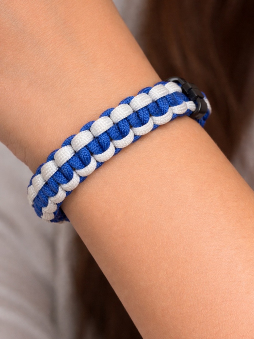 Handmade Paracord Braided Bracelet In Blue and White | Pick Your Size
